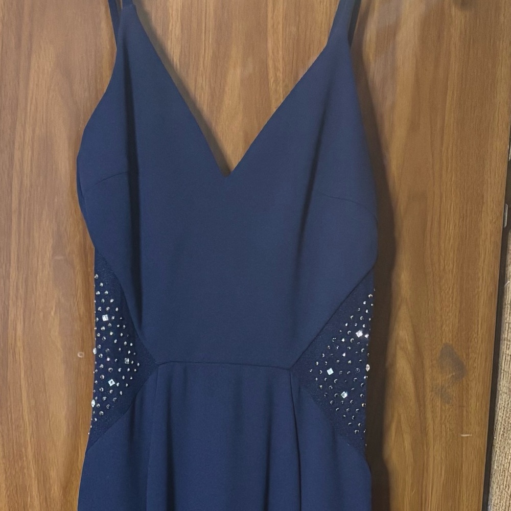 Windsor Navy Blue Backless Dress with Sparkle Accents